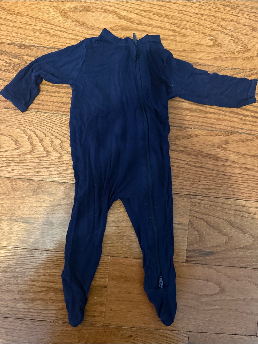 KYTE Navy Blue Kids Zip Front One-Piece footie